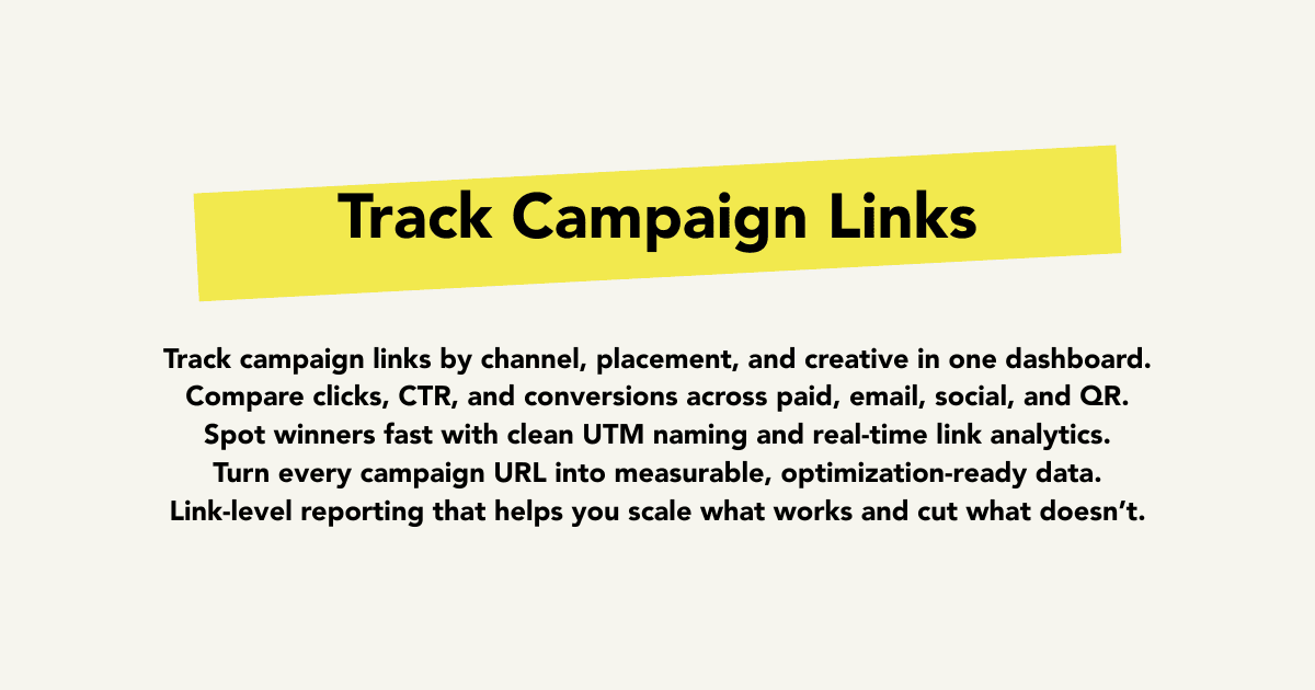 Campaign link measurement cover with channel clicks and CPC tracking table